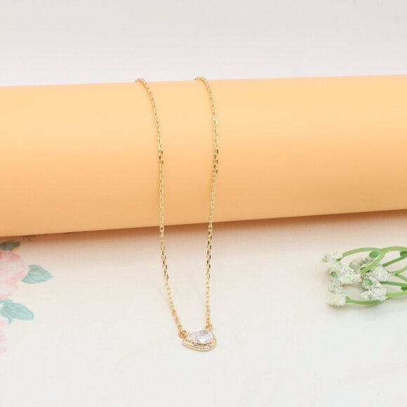 Elegant Rose Gold Necklace with Teardrop CZ Pendant, XPNL0407 - Picture 7 of 12